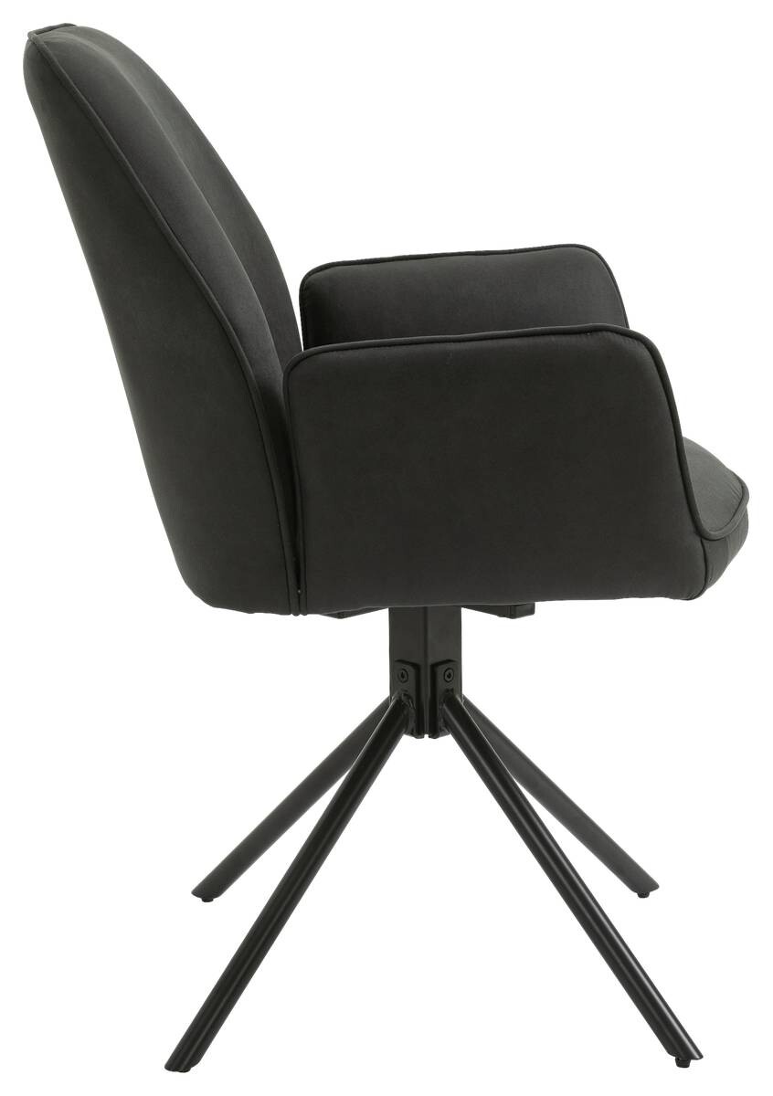 Stuhl BLAIR 2er-Set anthrazit Vintage schwarz Stoff Metall B/H/T: ca. 57x89x61 cm