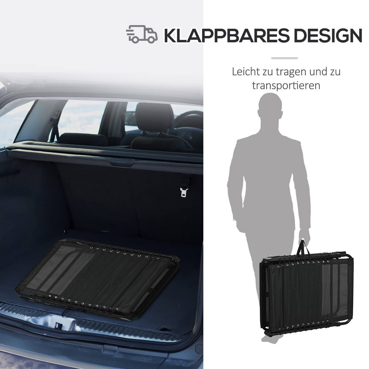 Outsunny Sonnenliege hellgrau Stahl B/H/L: ca. 189x32,5x58 cm