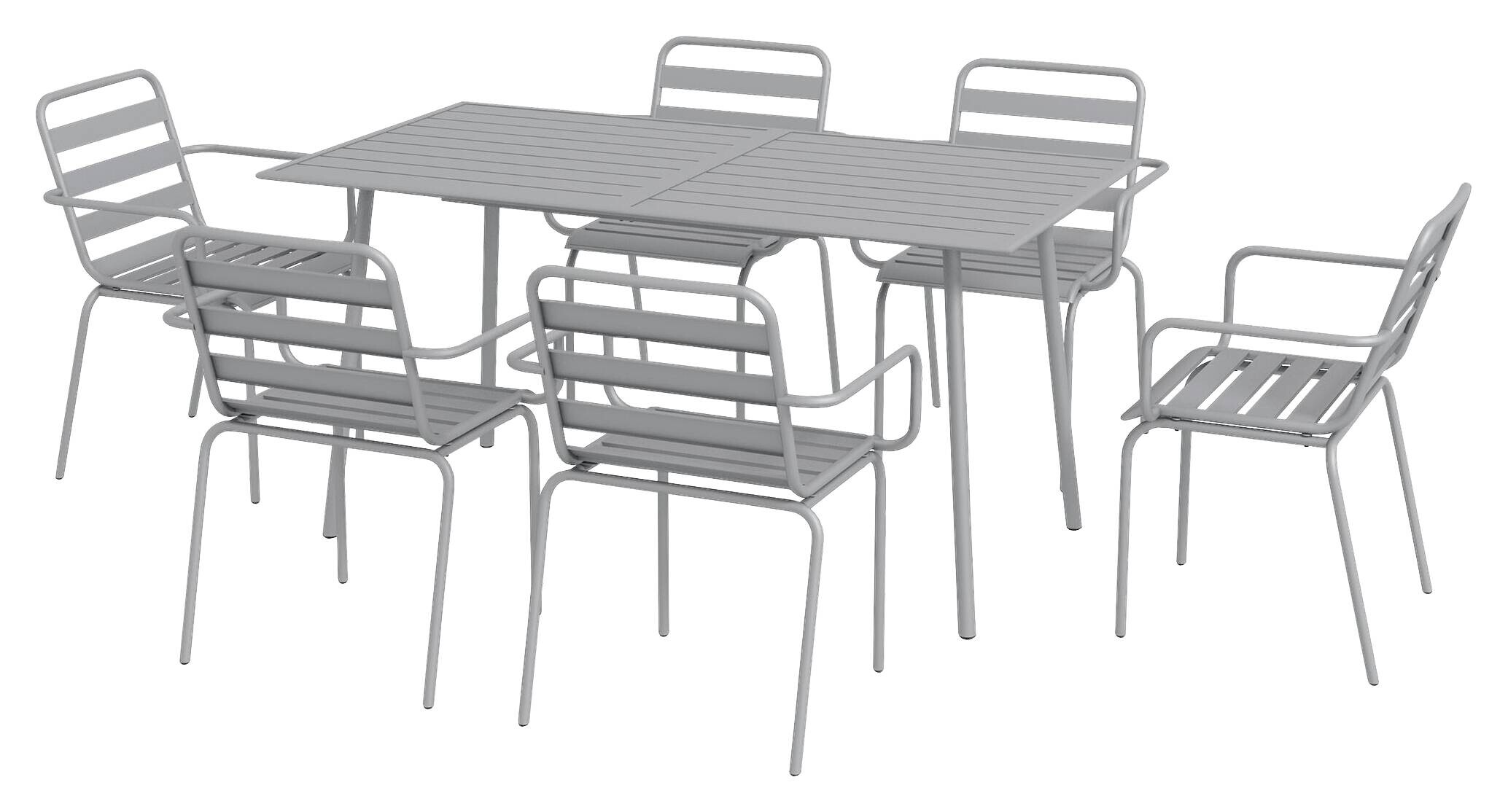 Outsunny Gartensitzgruppe 7tlg. hellgrau Stahl B/H/L: ca. 80x74x80 cm