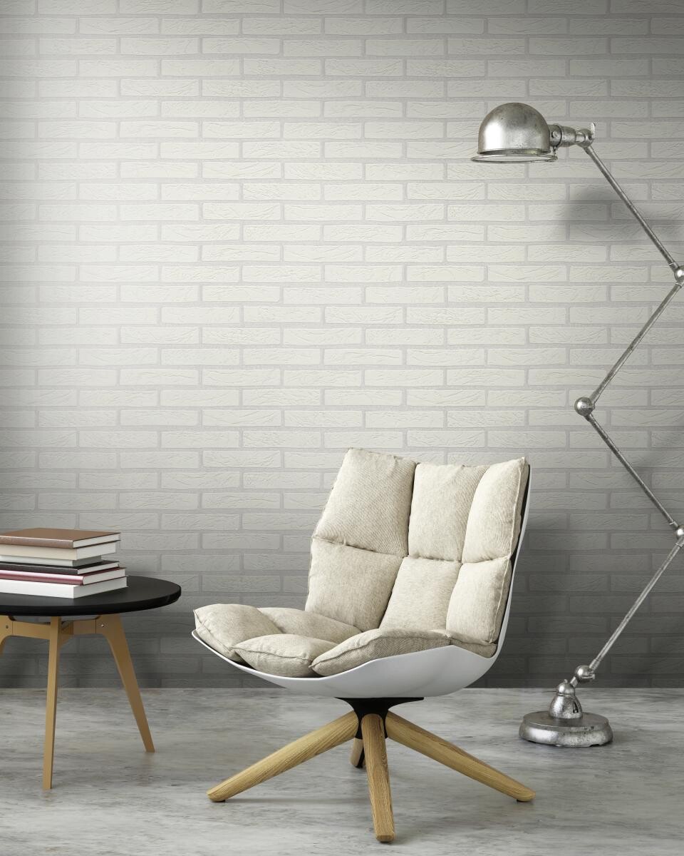 Vliestapete Steinoptik weiß B/L: ca. 53x1005 cm