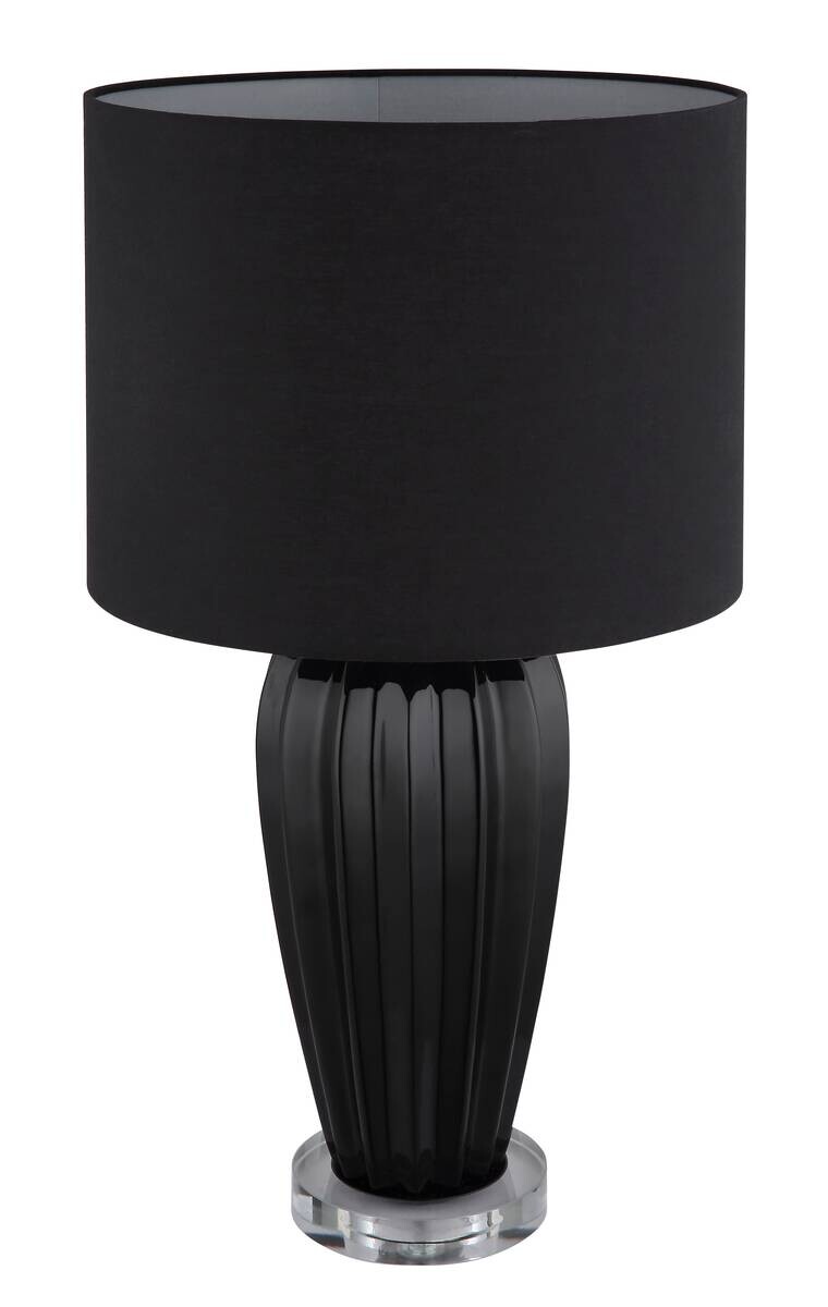 GLOBO Tischleuchte IRINA 24145B Chrom klar schwarz Kunststoff Metall Keramik H/D: ca. 59x35 cm E27 1 Brennstellen