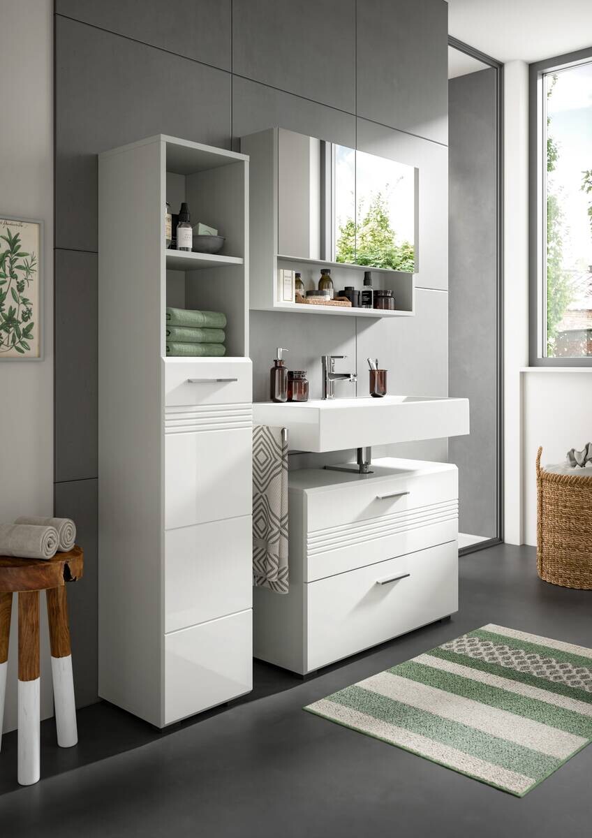 Hochschrank Copa hellgrau weiß Hochglanz B/H/T: ca. 30x150x30 cm