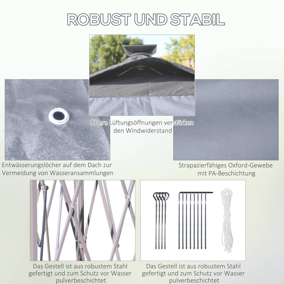 Outsunny Faltpavillon grau Polyester-Mischgewebe B/H/L: ca. 330x288x330 cm