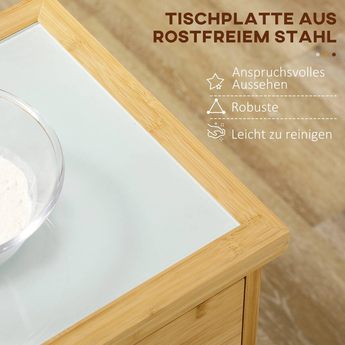 HOMCOM Küchenwagen natur Edelstahl B/H/L: ca. 36x84x85 cm