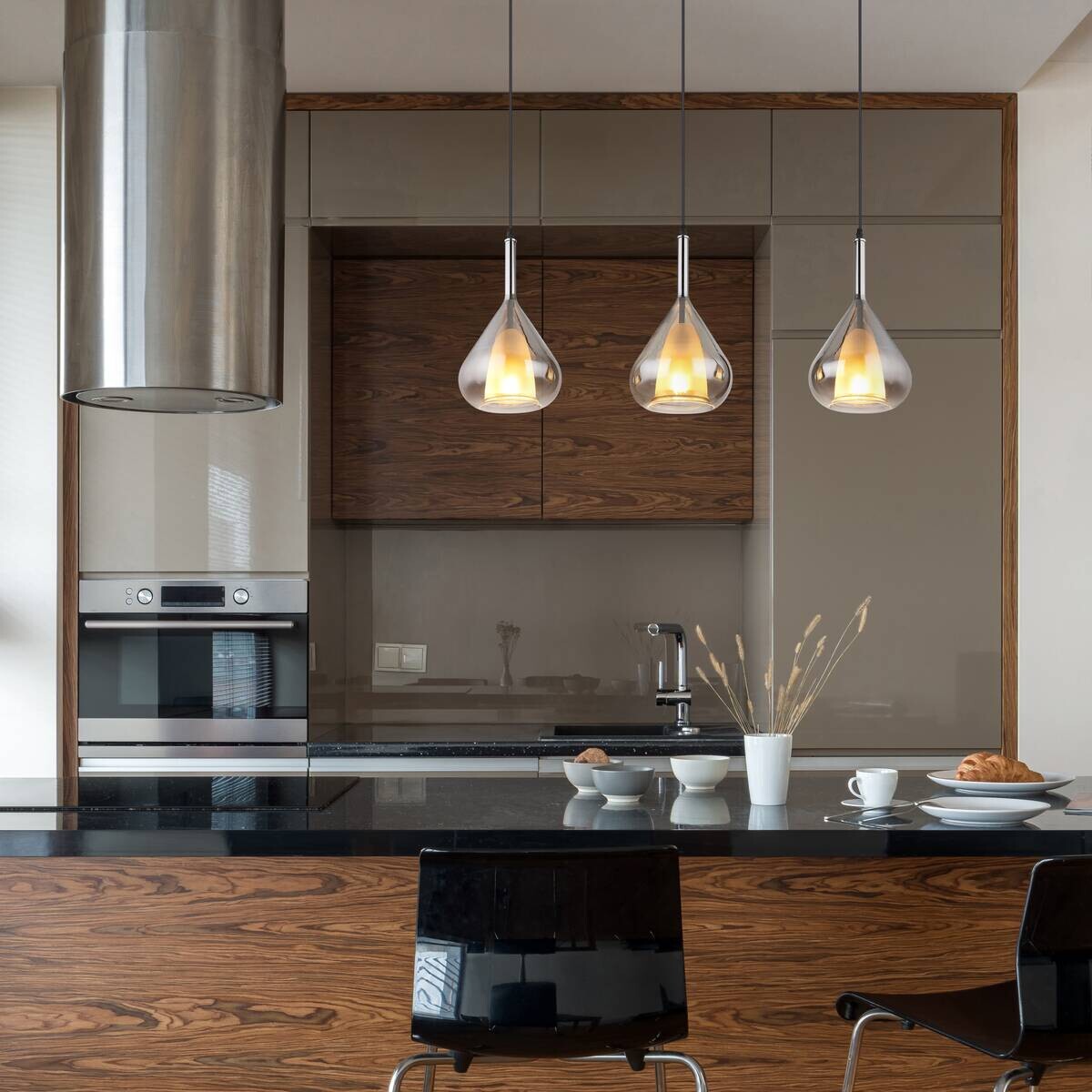 GLOBO Pendelleuchte schwarz Metall B/H/T: ca. 20x140x90 cm E27 3 Brennstellen