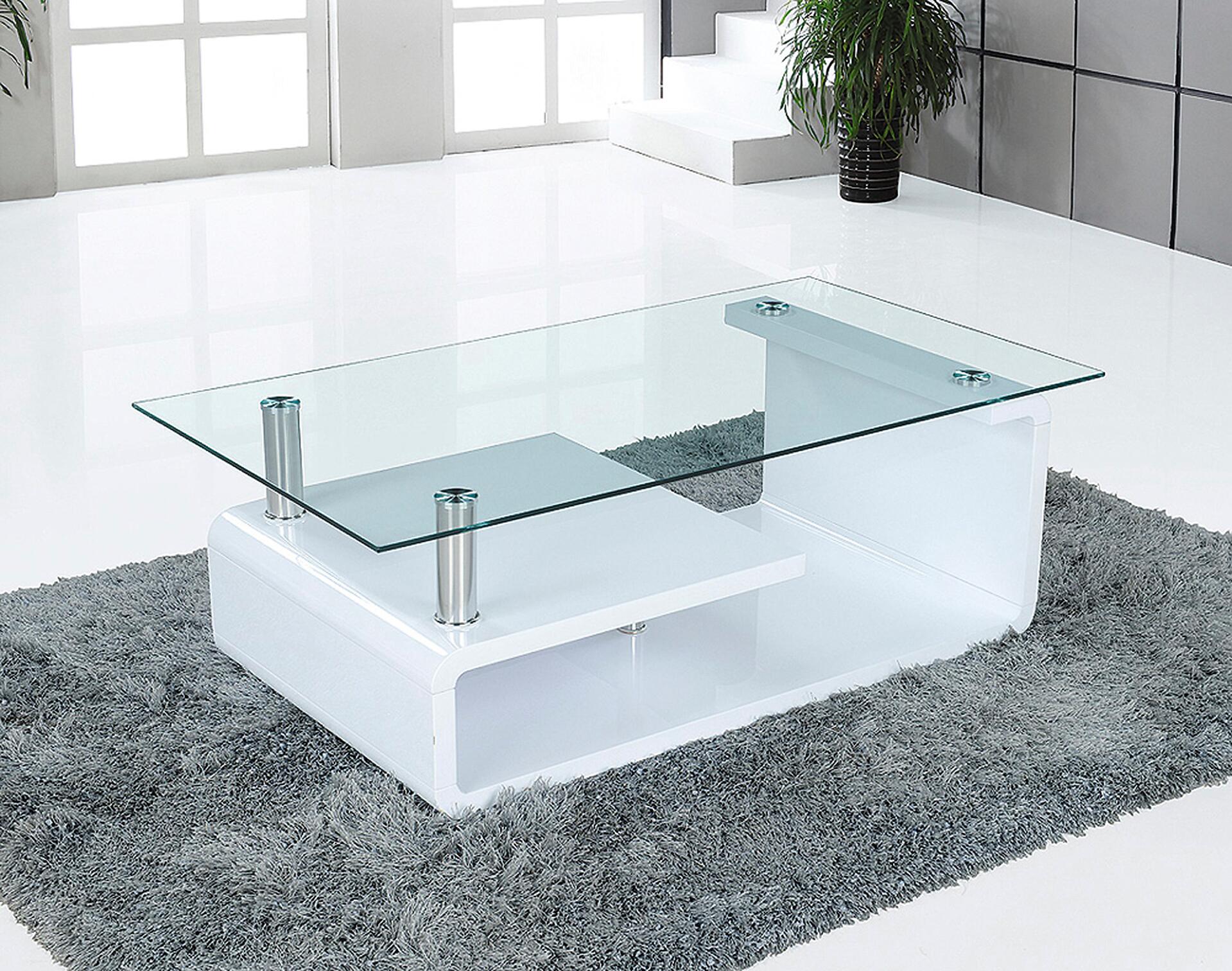 Glascouchtisch Emil glasklar weiß B/H/T: ca. 110x40x65 cm