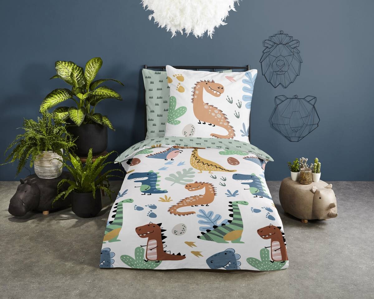Baumwoll Bettwäsche Dino Renforce Multi Stoff B/L: ca. 135x200 cm