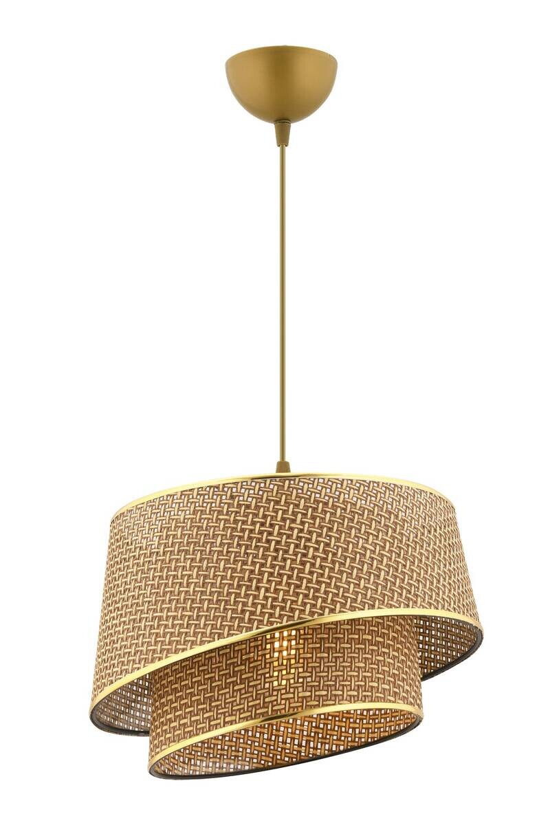 Opviq Pendelleuchte Barette gold beige Metall Stoff B/H/L: ca. 32x65x32 cm E27 1 Brennstellen