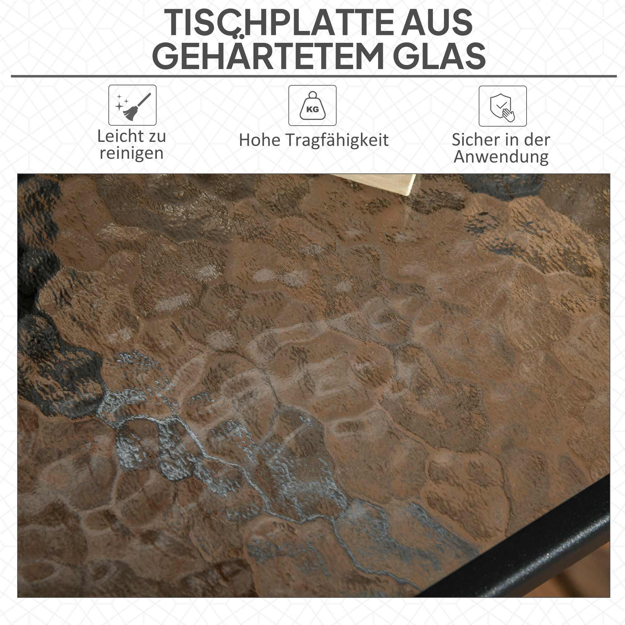 Outsunny Gartentisch schwarz Glas B/H/L: ca. 76x72x76 cm