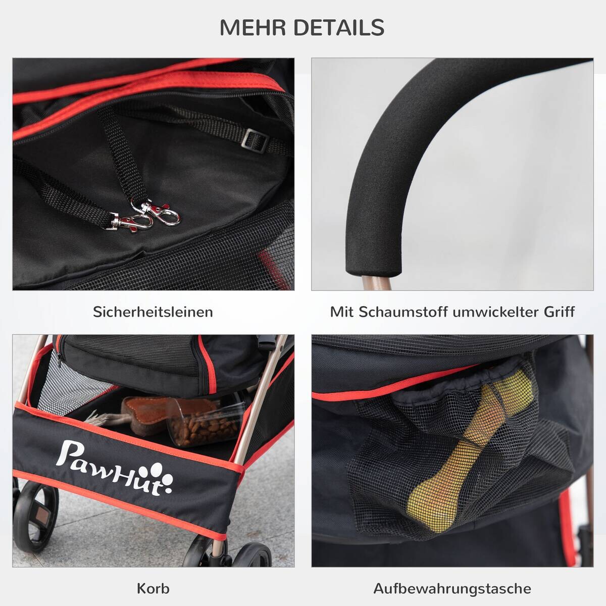 PawHut Hunde-Zubehör rot Edelstahl B/H/L: ca. 49,5x82x98 cm