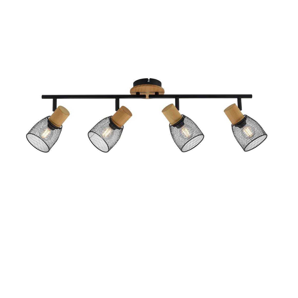 Just Light Spotbalken TAMIS 15194-79 natur schwarz Holz Metall B/H/T: ca. 83x22x24 cm E14 4 Brennstellen