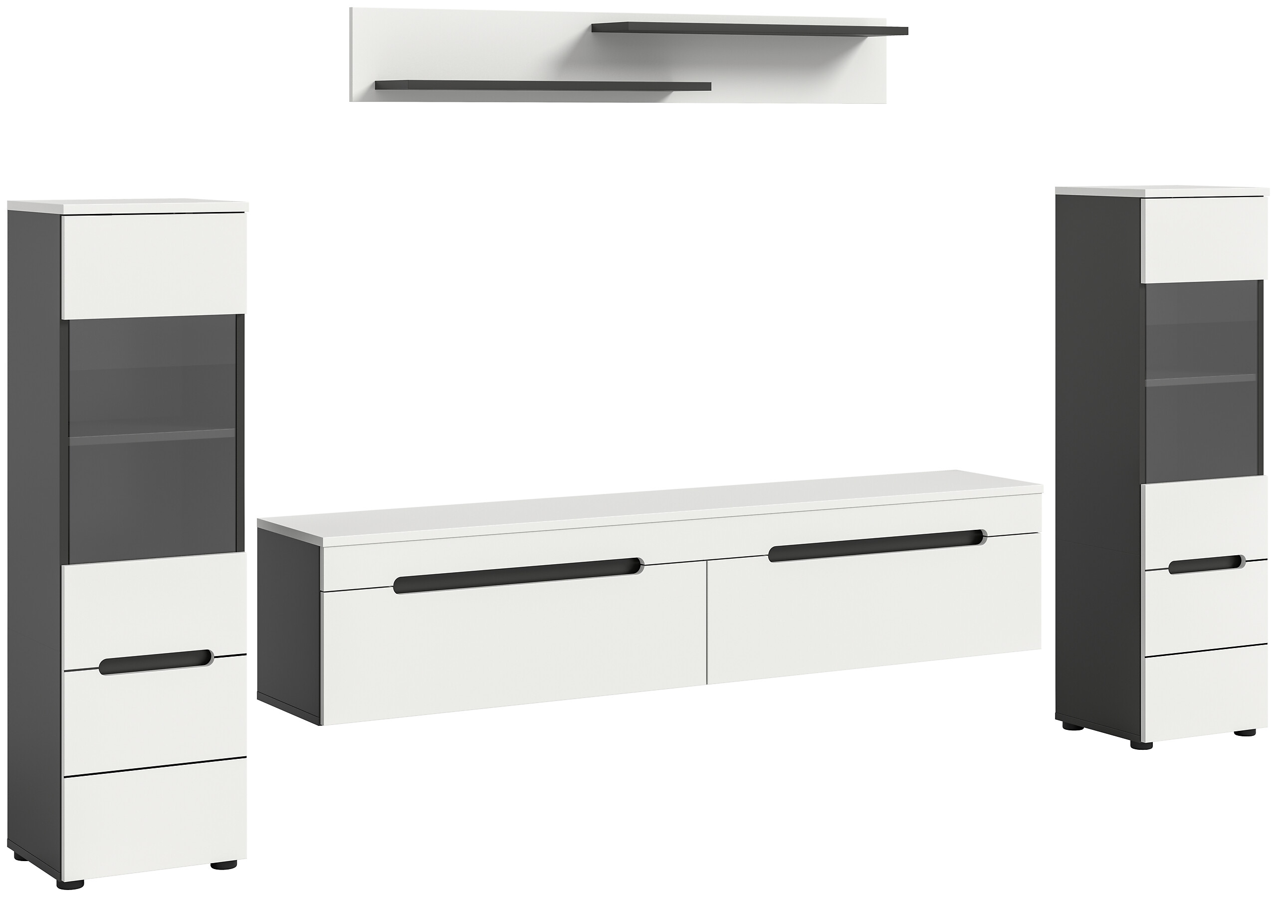 Wohnwand Canu basaltgrau weiß B/H/T: ca. 272x141x33 cm Wohnwand Canu basaltgrau weiß B/H/T: ca. 272x141x33 cm