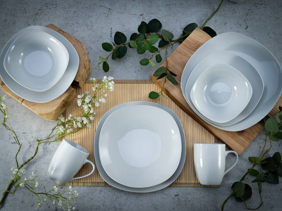 CreaTable Kombiservice Square weiß Porzellan 20 tlg.