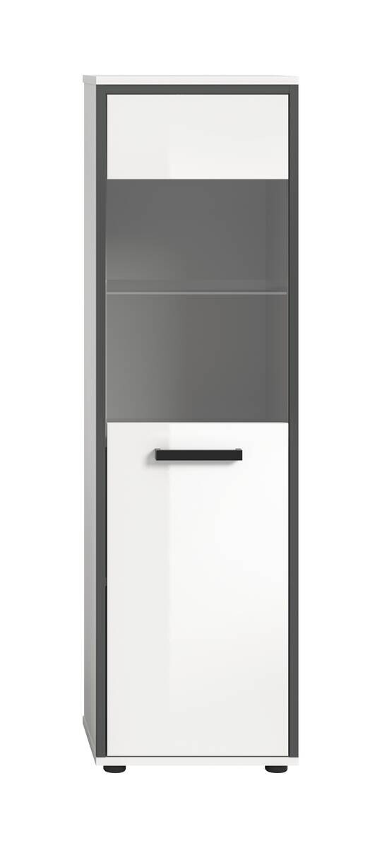 Midischrank KOJAK weiß Hochglanz anthrazit grau B/H/T: ca. 40x139x34 cm