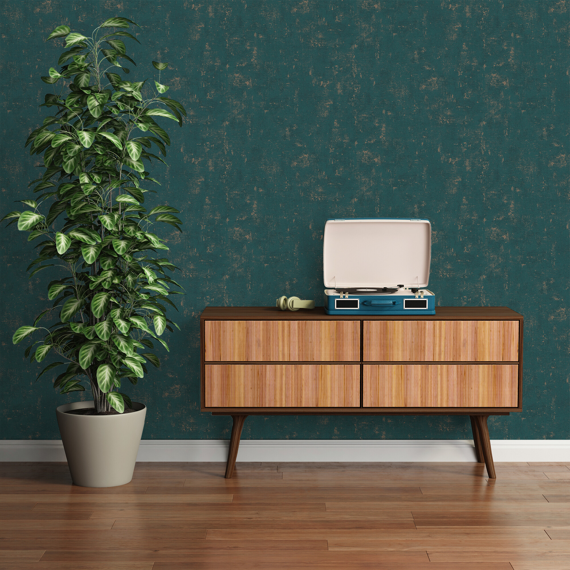 A.S.Creation Vliestapete gold petrol B/H/D: ca. 53x1005x8 cm