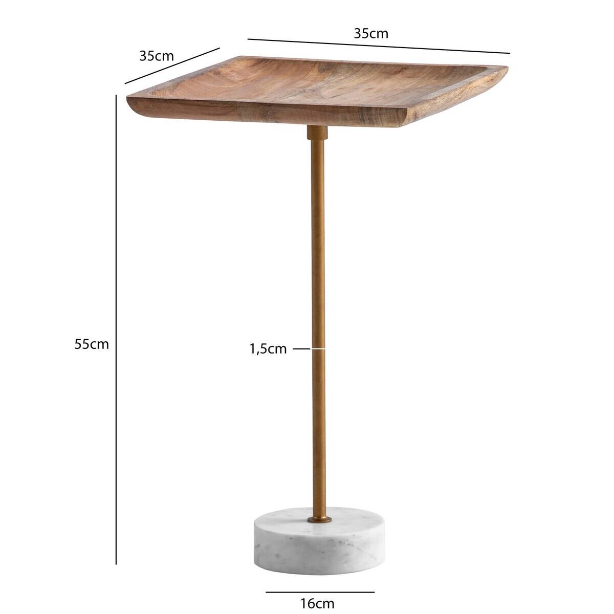 Beistelltisch natur messing weiß Mango Eisen Marmor B/H/T: ca. 35x55x35 cm