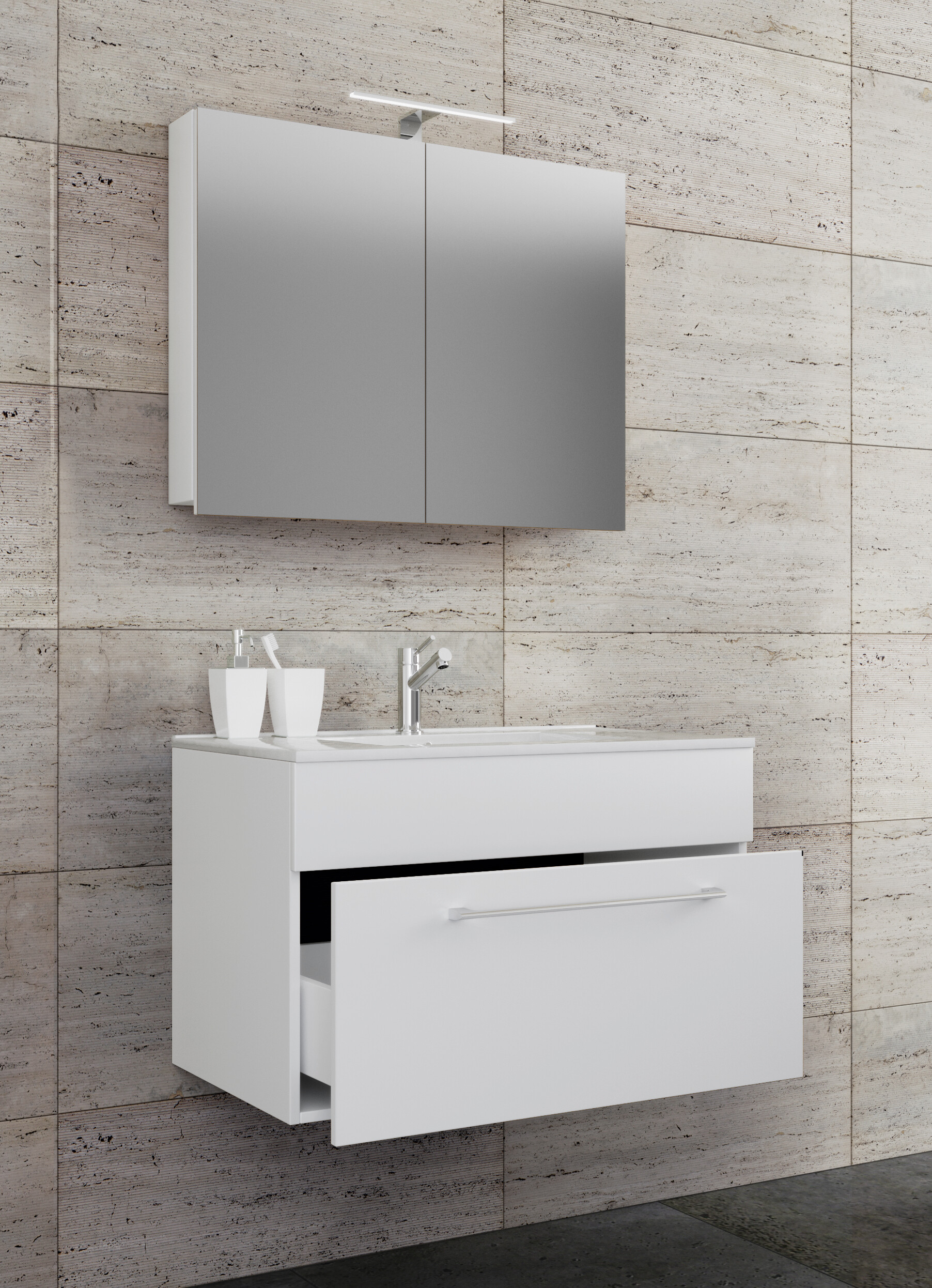 Waschplatz 3tlg-Badinos weiß