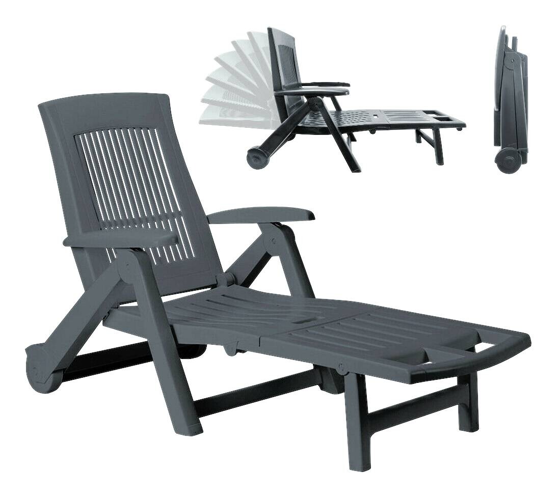 ProGarden Gartenliege Zircone anthrazit Kunststoff B/H/L: ca. 72x101x195 cm