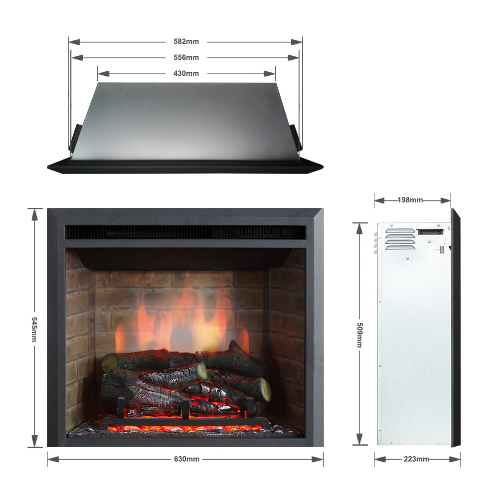 Balderia Einbaukamin Calida schwarz MDF B/H/T: ca. 54,5x63x22,3 cm