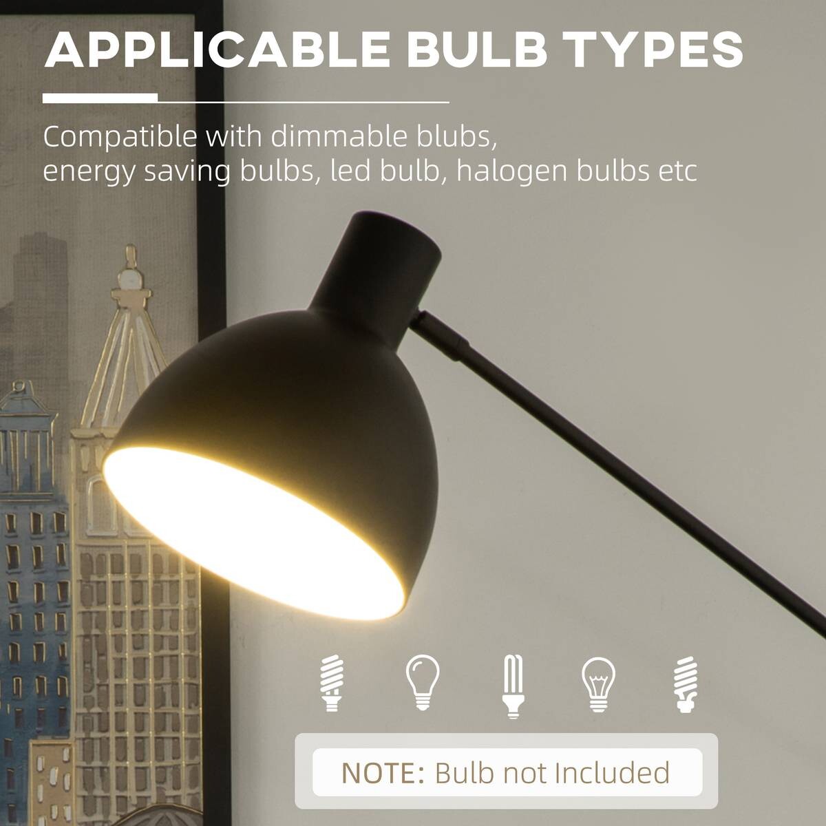 HOMCOM Stehleuchte schwarz Stahl B/H/T: ca. 30x131x30 cm