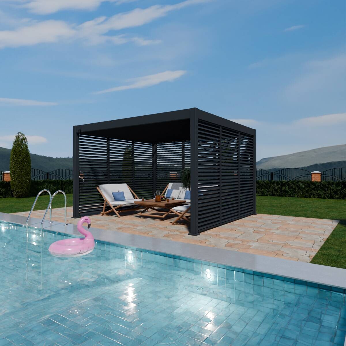 PergoLine Seitenwandpaneel für Trumpf + Superior anthrazit Aluminium B/H: ca. 113x235 cm