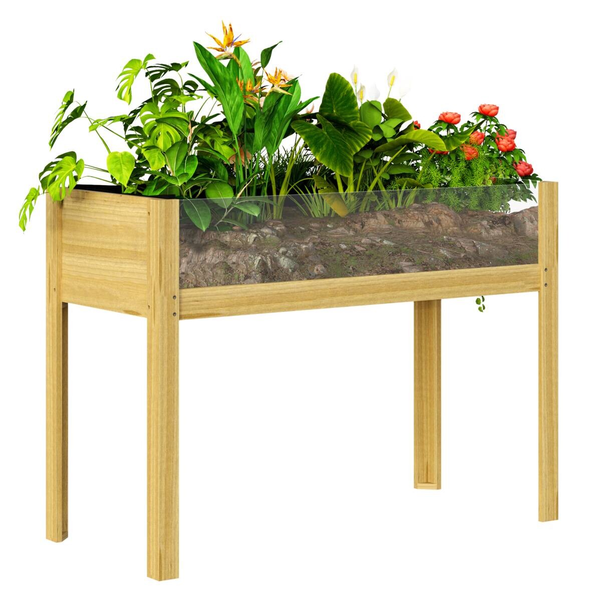 Outsunny Hochbeet natur Holz B/H/L: ca. 50x80x110 cm