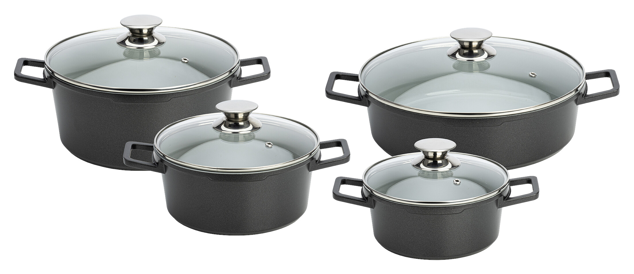 POCOline Topfset schwarz Aluminium 8 tlg.