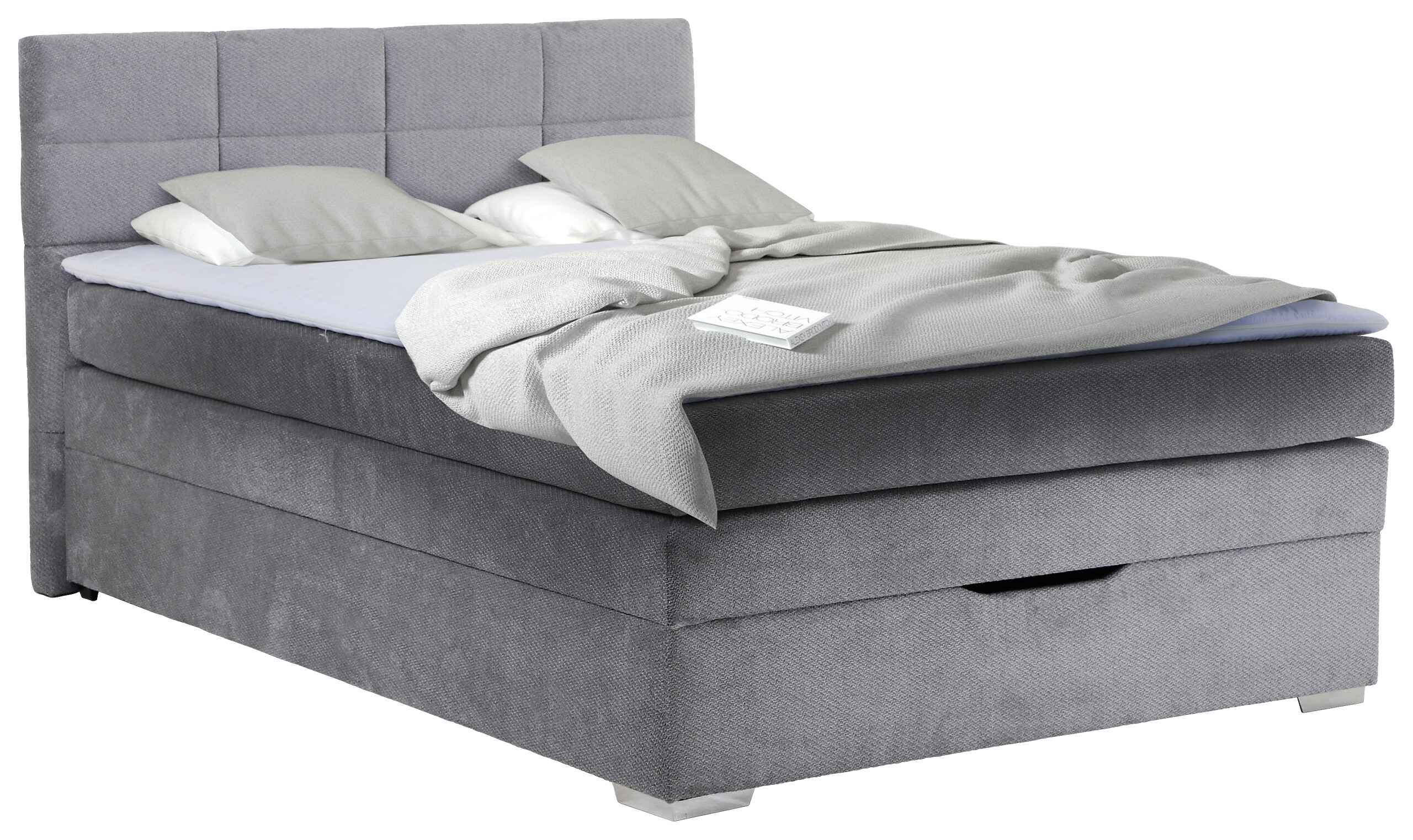 Boxspringbett Porto II grau Liegefläche B/L: ca. 140x200 cm