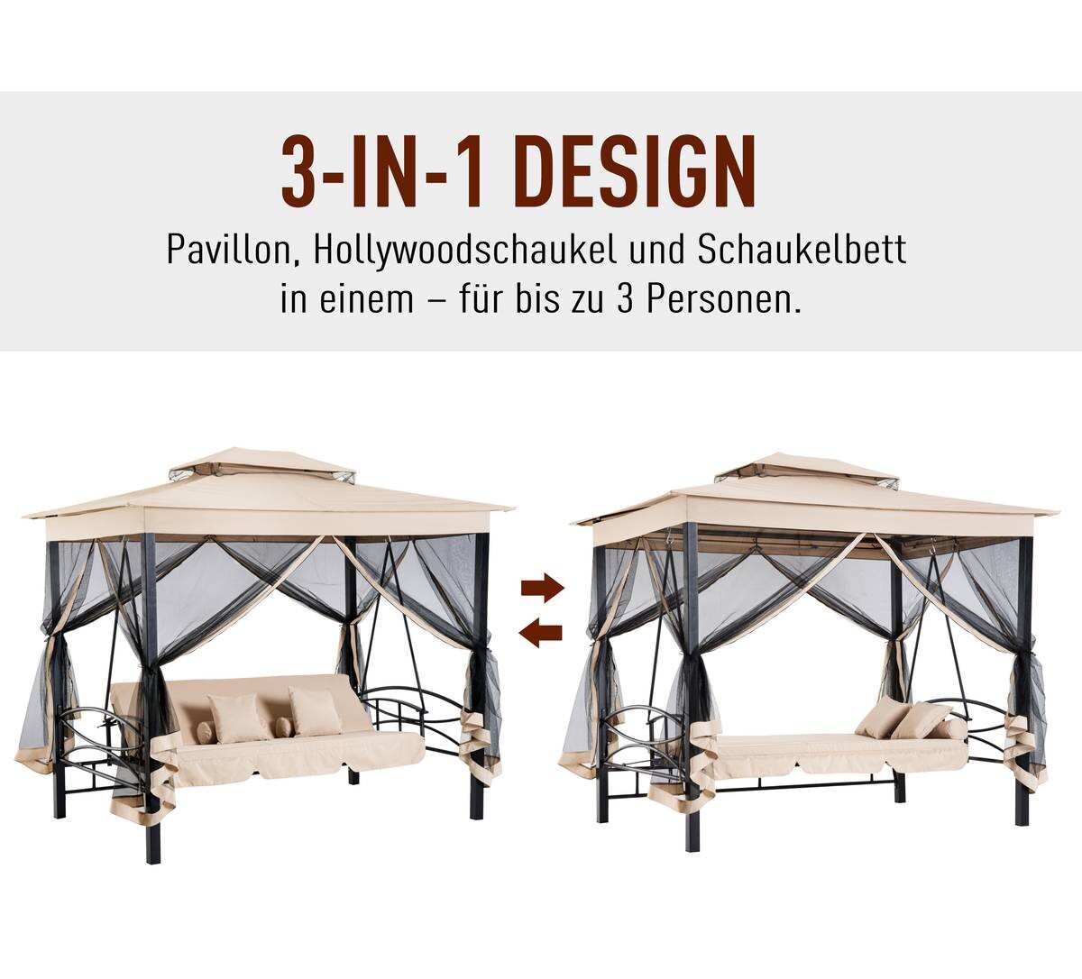 Outsunny Gartenschaukel beige Stahl B/H/T: ca. 232x245x149 cm