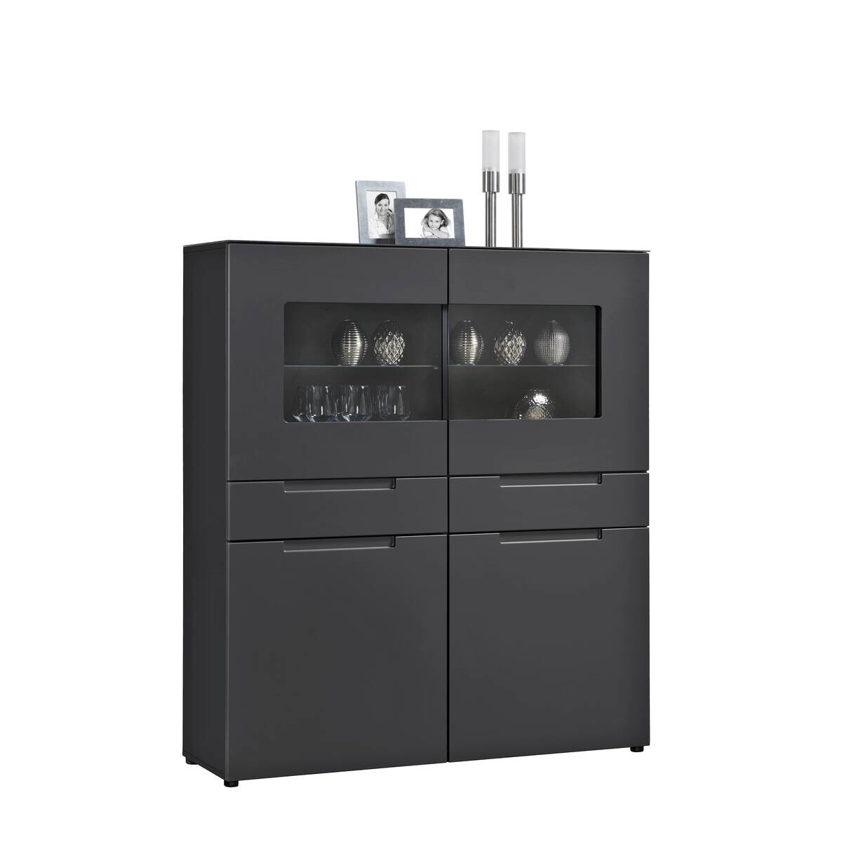 Highboard Mailand anthrazit matt MDF B/H/T: ca. 128x147x40 cm