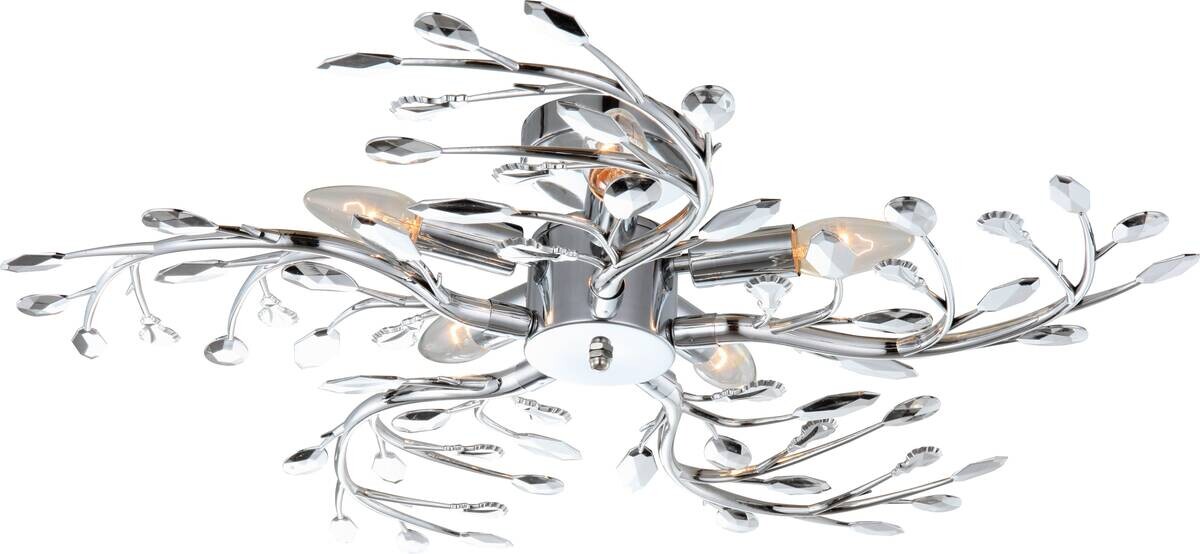 GLOBO Deckenleuchte Flasch Chrom Metall H/D: ca. 16x65 cm E14 5 Brennstellen