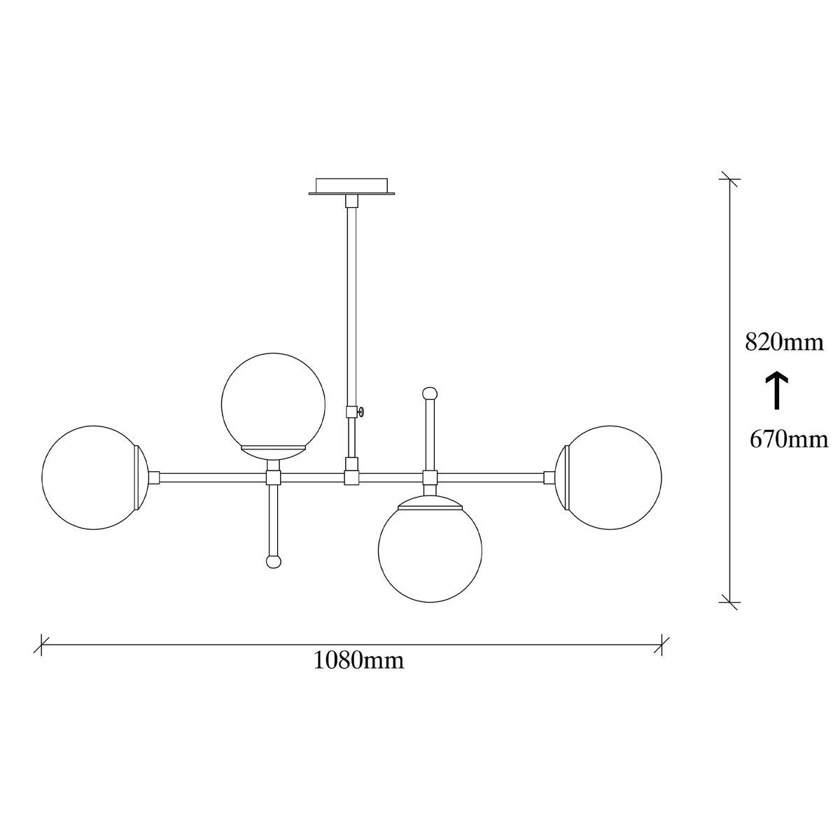 Opviq Pendelleuchte Mudon gold Glas B/H/T/L: ca. 108x82x15x108 cm E27 4 Brennstellen