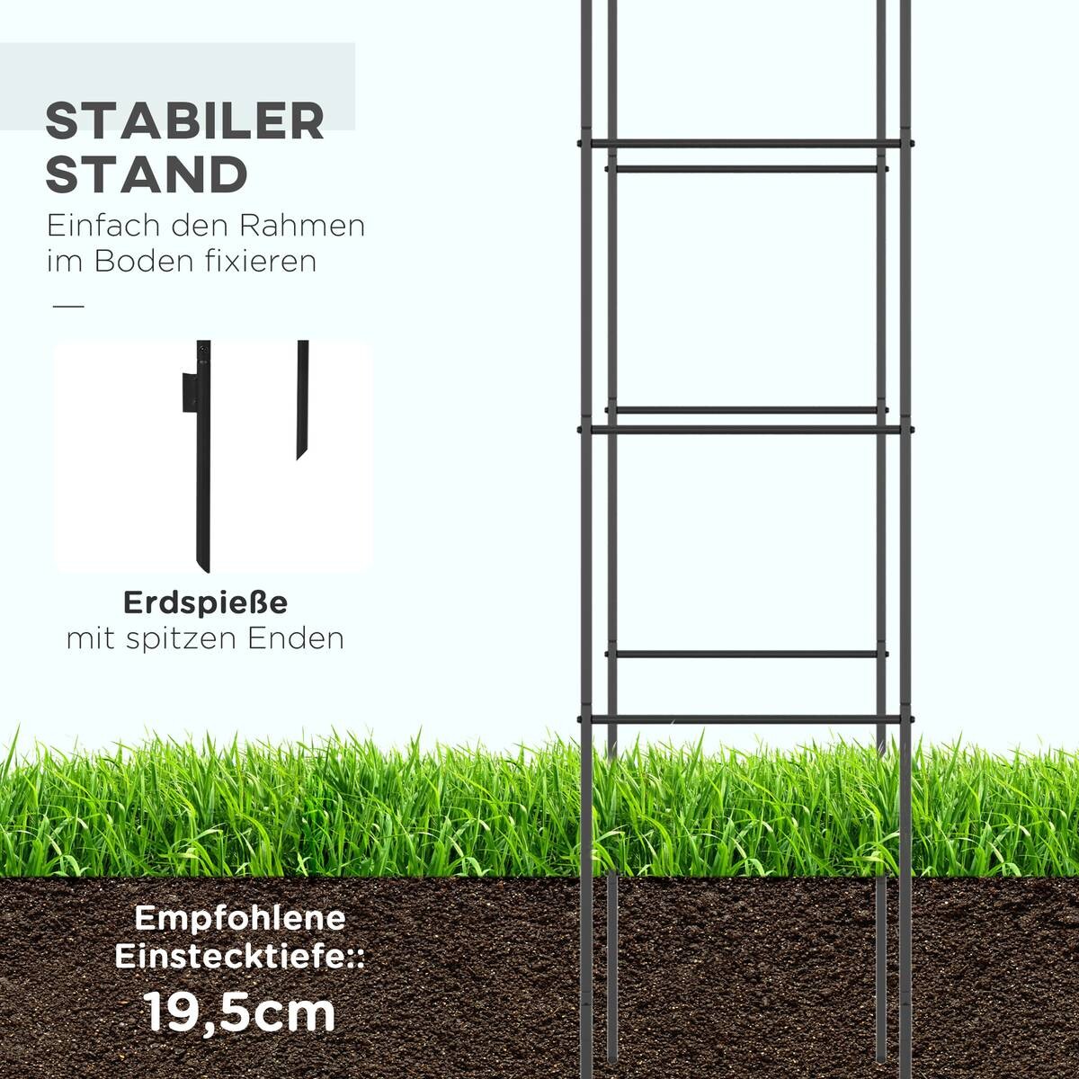 Outsunny Rosenbogen mit Metallrahmen schwarz B/H/L: ca. 40x240x140 cm