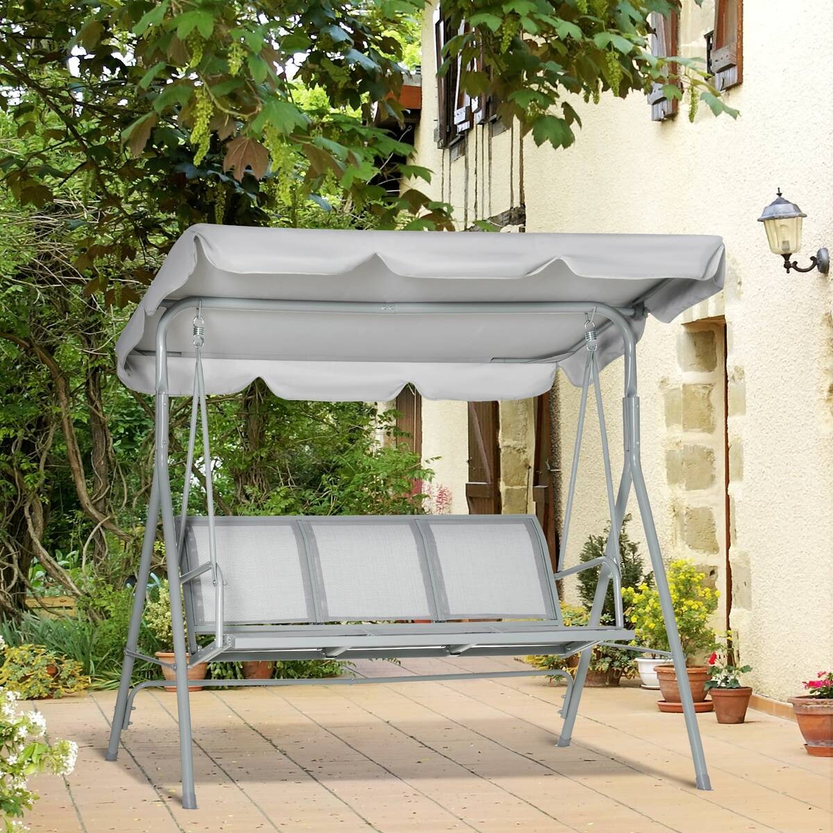 Outsunny Hollywoodschaukel creme Polyester B/H/L: ca. 110x153x170 cm