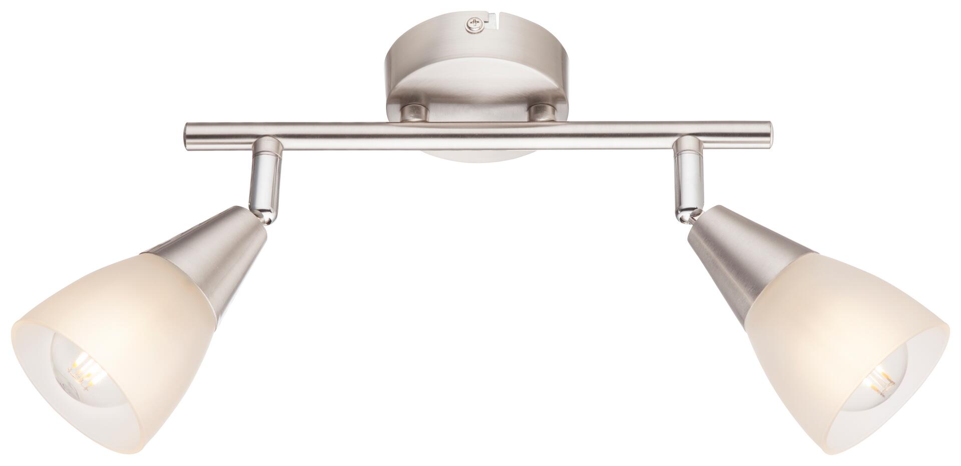 GLOBO Spotbalken Tadeus Chrom weiß Metall Glas B/H/T: ca. 25x15x8 cm 2 Brennstellen