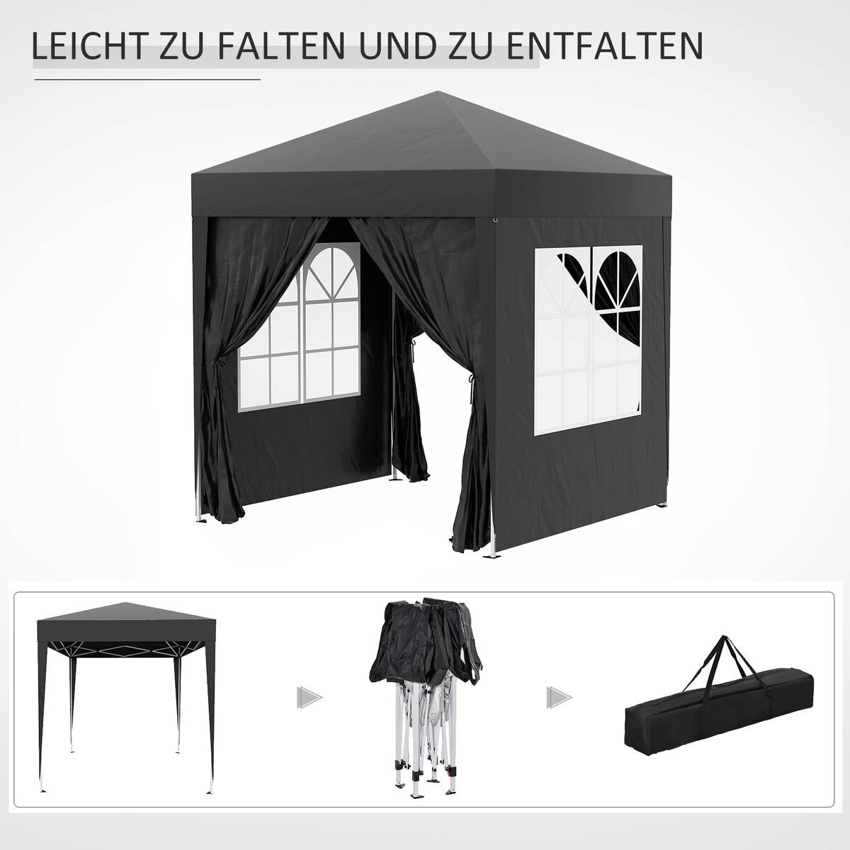 Outsunny Faltpavillon schwarz Stoff B/H/L: ca. 200x240x200 cm