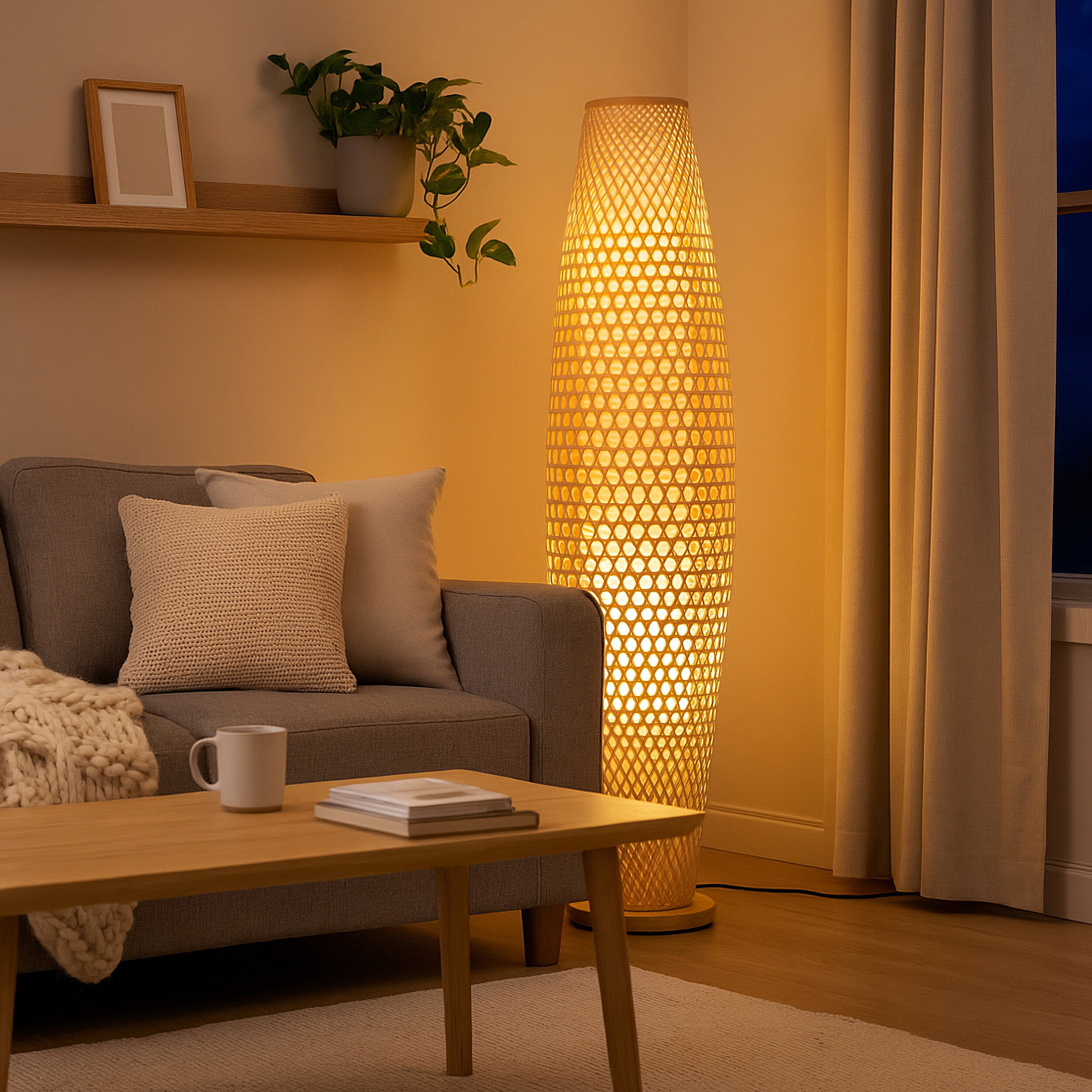POCOline Stehleuchte Amaya Bambus H/D: ca. 120x30 cm E27 1 Brennstellen