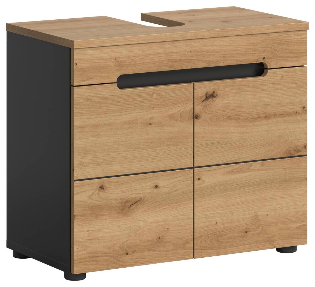 Waschbeckenunterschrank Canu Basalt Eiche Artisan Nachbildung B/H/T: ca. 63x55x34 cm