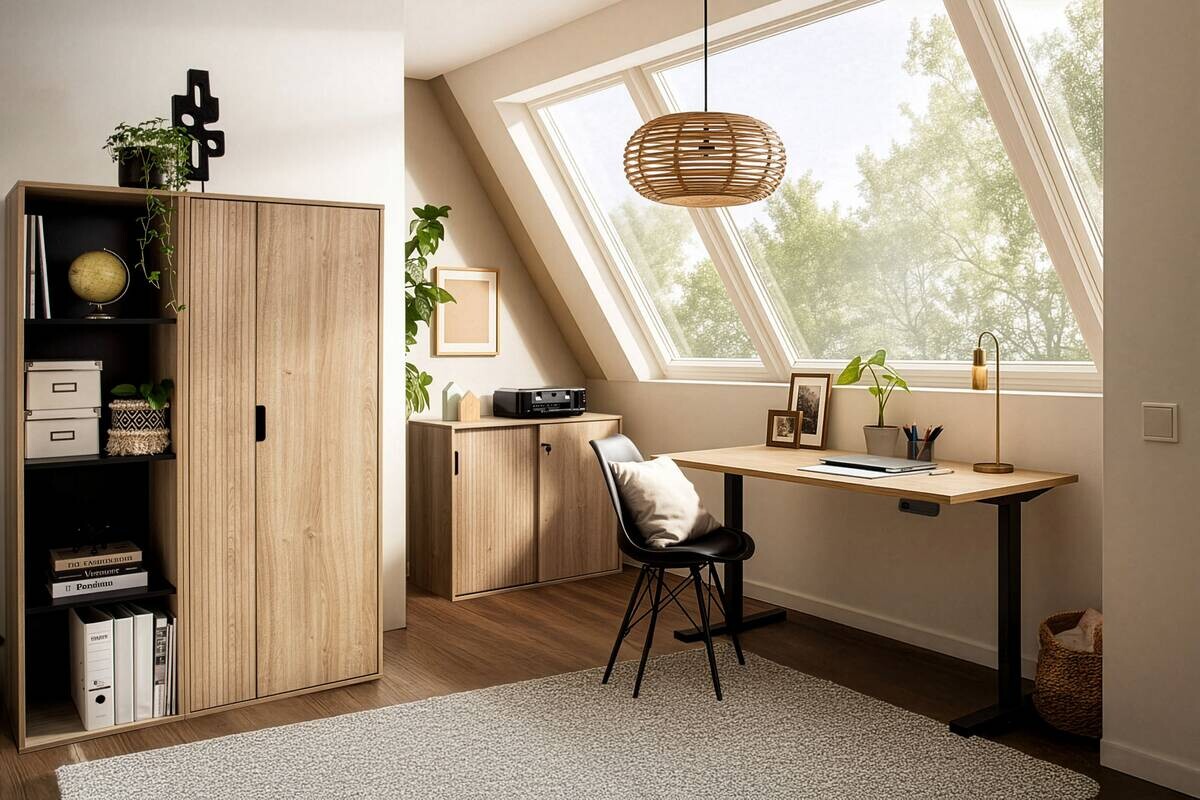 Schreibtisch Emmik Eiche Nachbildung B/H/T: ca. 138x72,7x60 cm