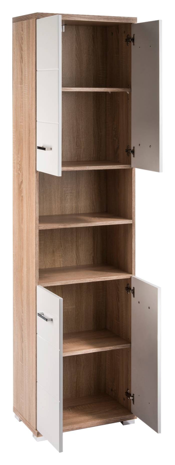 Hochschrank NEBRASKA Eiche Nachbildung weiß Hochglanz B/H/T: ca. 50x192x31,5 cm