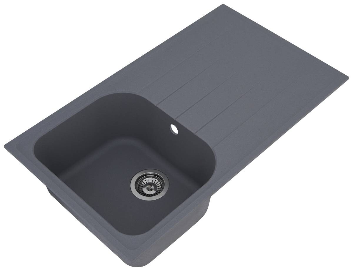 Respekta Einbauspüle Orlando 86 x 50 G Beton grau Granitverbundmaterial B/H/T: ca. 86x20,9x50 cm