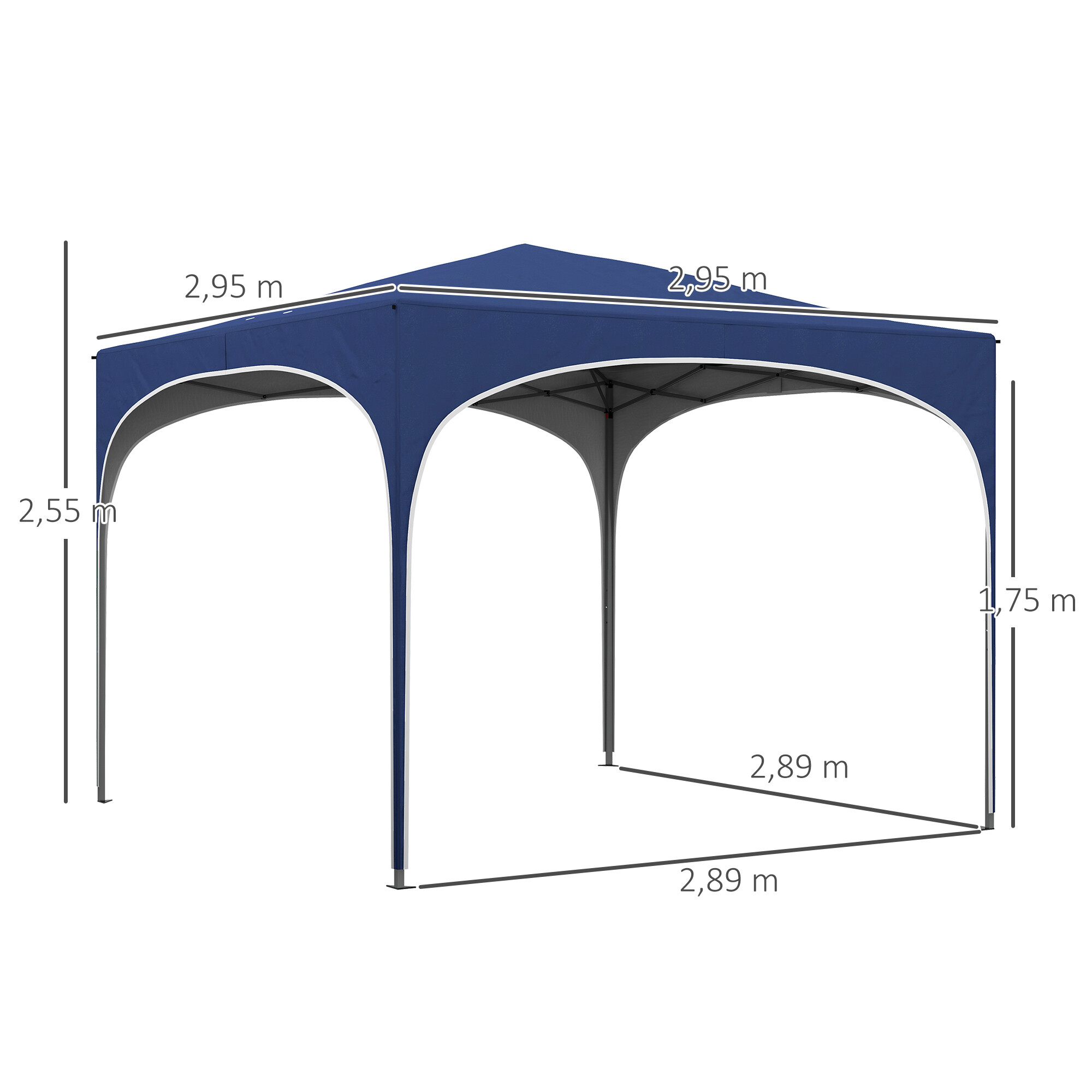 Outsunny Pavillon blau Polyester-Mischgewebe B/H/L: ca. 295x255x295 cm