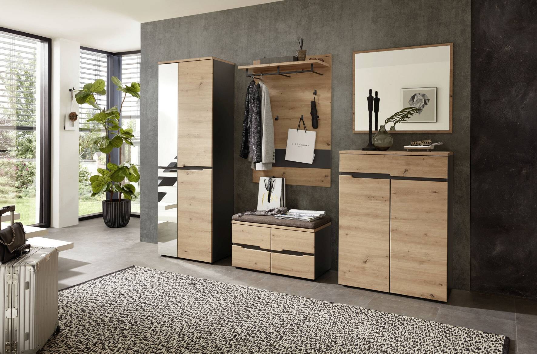 Garderobenschrank Memphis Eiche Artisan Nachbildung Graphit B/H/T: ca. 65x197x38 cm