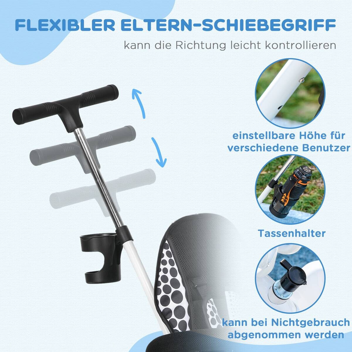 HOMCOM Kinder-Dreirad weiß B/H/L: ca. 47x98x105 cm