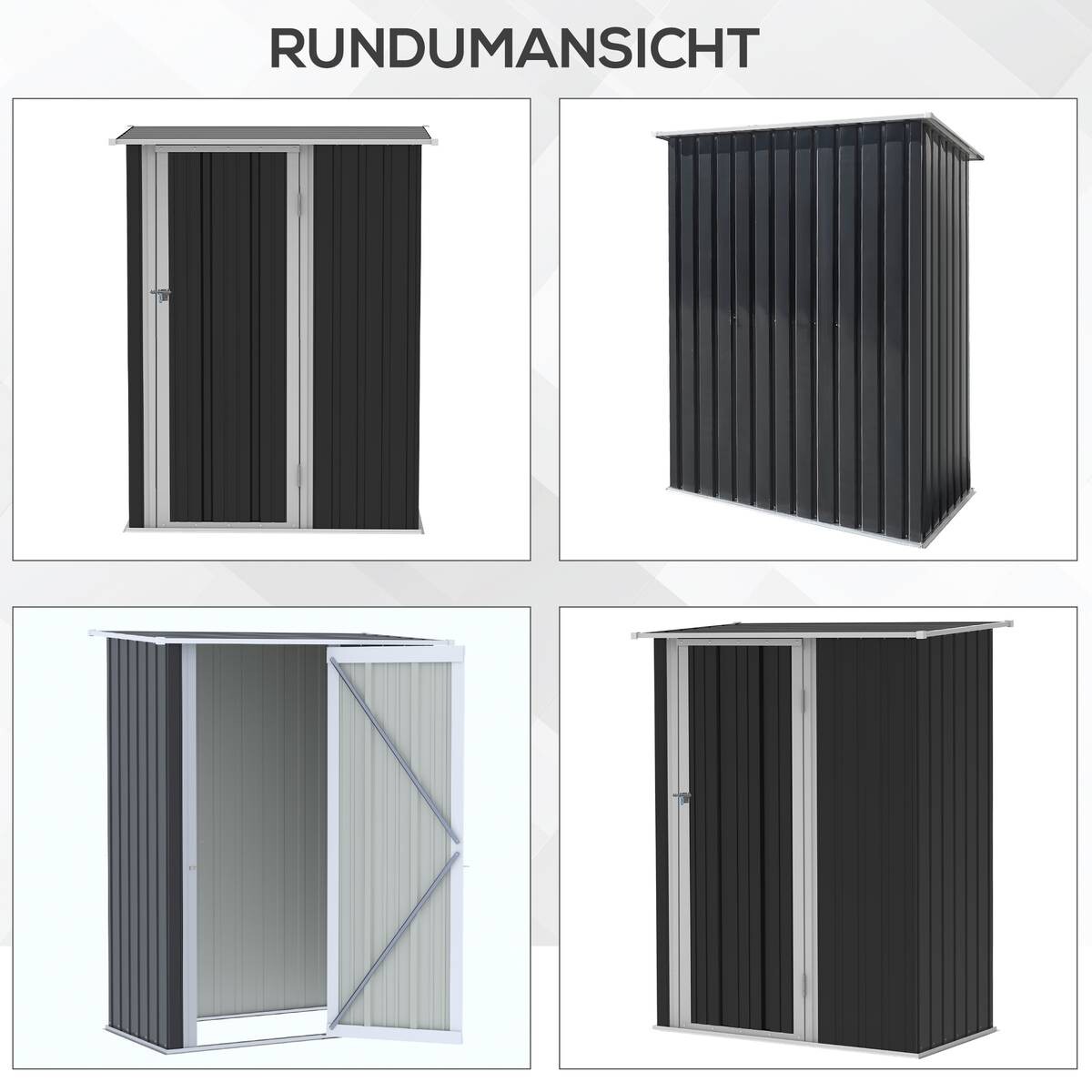 Outsunny Gartenhaus dunkelgrau B/H/L: ca. 84x189x142 cm