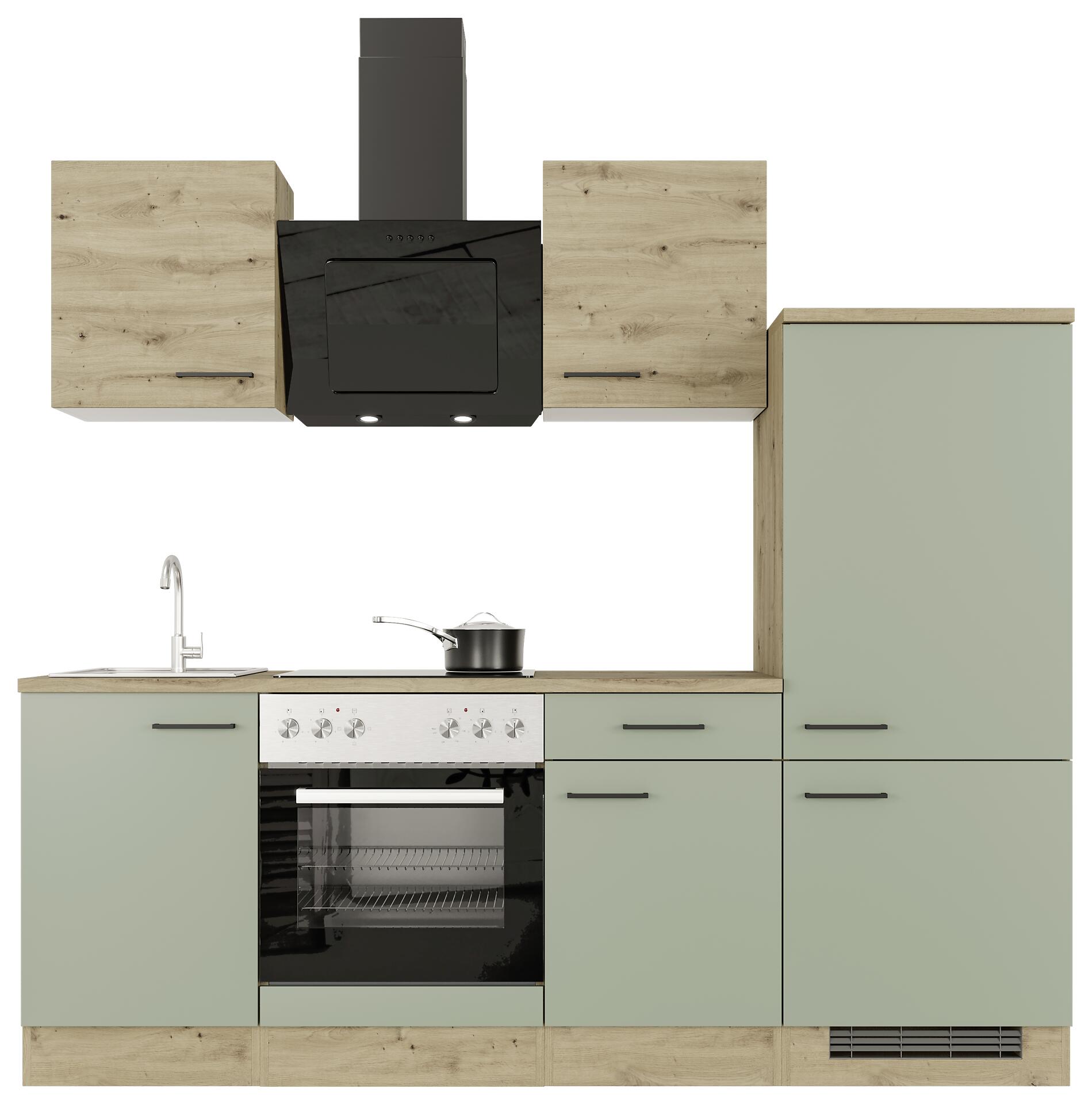 Küchenblock Cara grün matt B/H/T: ca. 220x200x60 cm