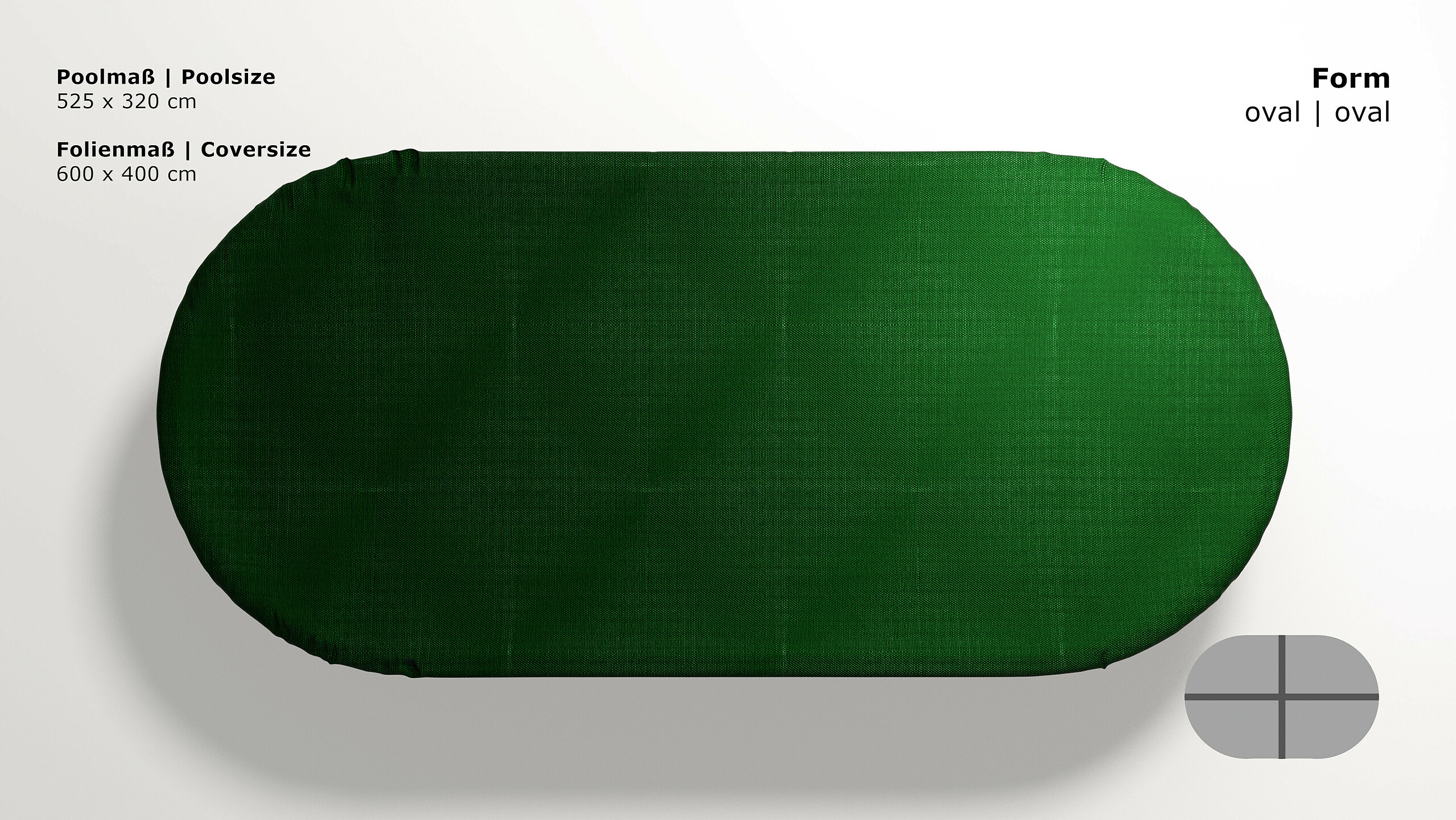 Grasekamp Abdeckplane für Pool oval grün Kunststoff B/L: ca. 320x525 cm