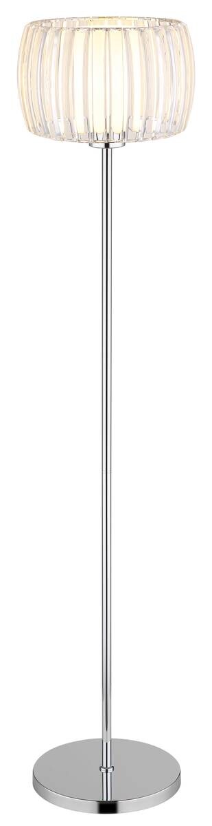 GLOBO Stehleuchte Chrom Opal schwarz Glas Textil Metall H/D: ca. 150x32,5 cm E27 1 Brennstellen