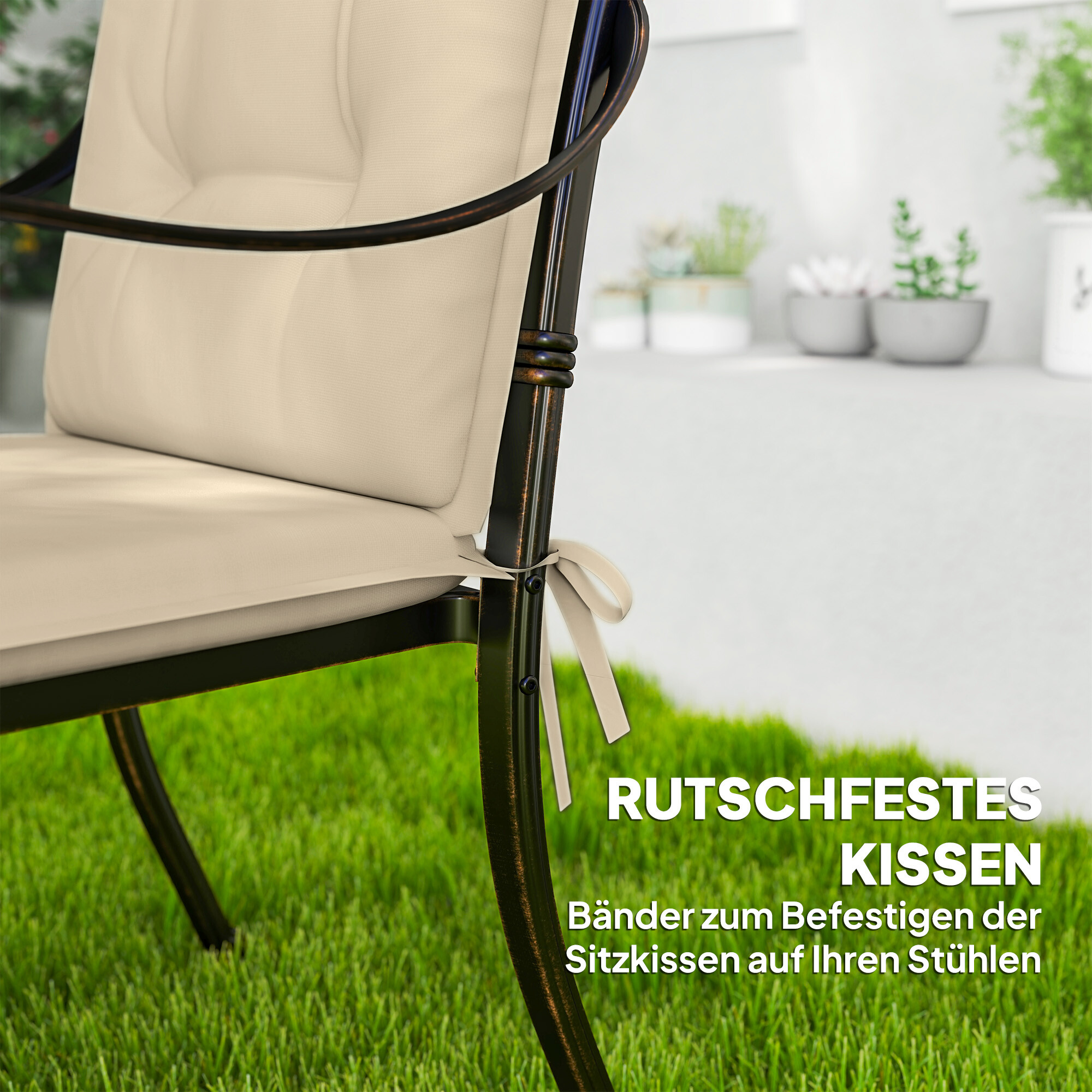 Outsunny Sitzkissen 4er Set beige Polyester B/H/L: ca. 50x5x108 cm