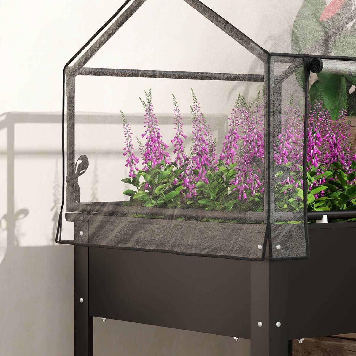 Outsunny Hochbeet schwarz Stahl B/H/L: ca. 60x120x60 cm